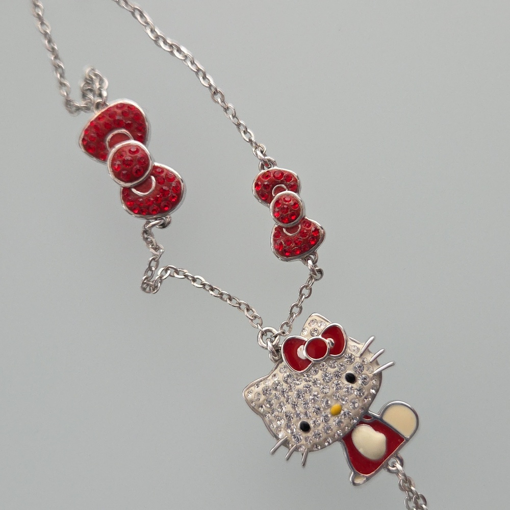 NWB Swarovski X Sanrio Hello Kitty Red and Silver Charm Necklace - Picture 8 of 13